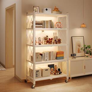 可折叠免安装移动书架一体置物架落地铁艺架子客厅收纳钢制展gω