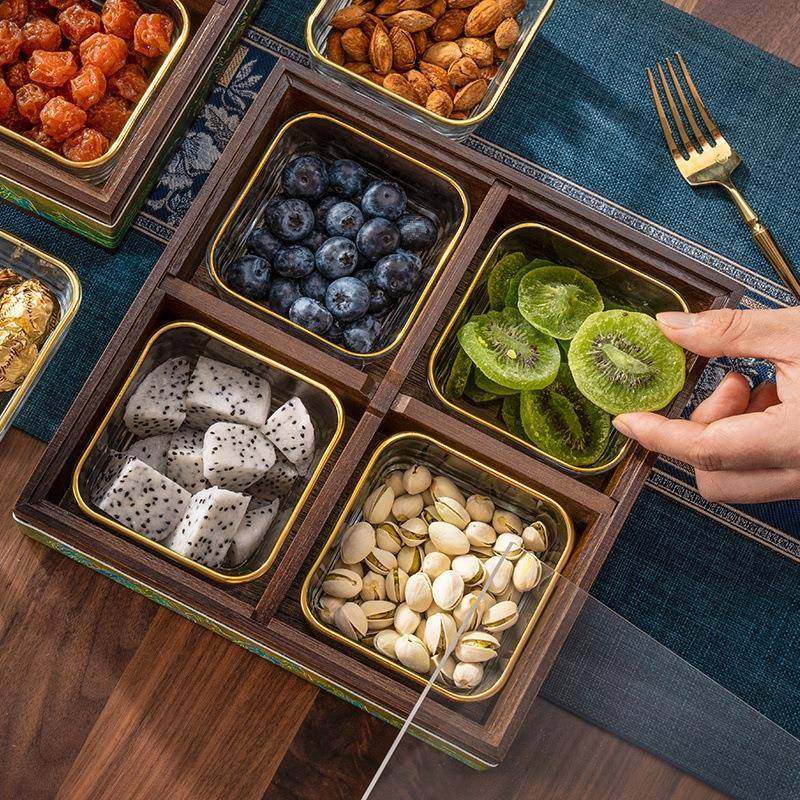 2025新款水果盘中式干果盒轻家果盘客食厅茶用几糖果零分格奢RCB