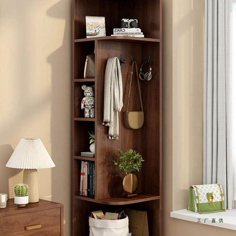 转角柜卧室落地家用角落收纳置物架拐角挂衣架小型墙角衣帽架书架