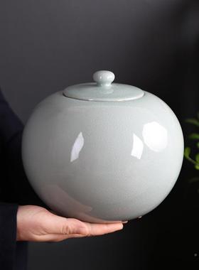 大号窑茶XFE叶罐陶潮瓷圆形储封存罐家用防哥密2斤装普洱茶仓醒茶