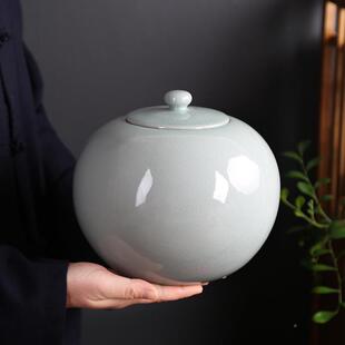 大号窑茶XFE叶罐陶潮瓷圆形储封存罐家用防哥密2斤装普洱茶仓醒茶