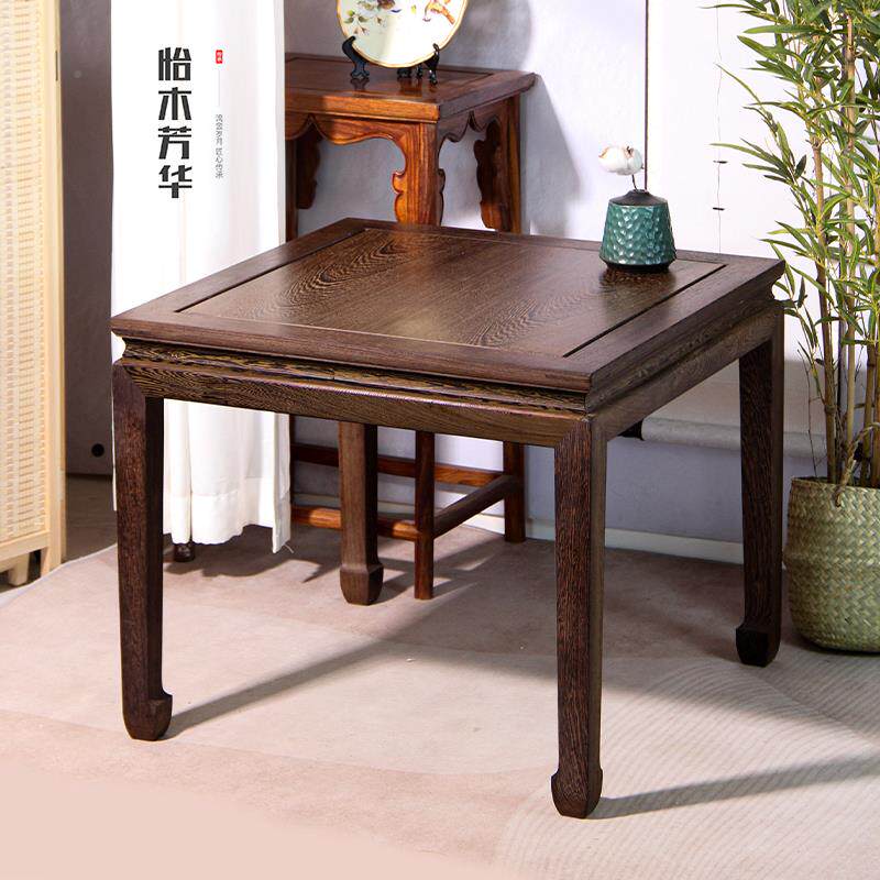 9W红木家具鸡木餐桌方形棋牌翅桌实木八仙jc闲桌整装中正式休桌马