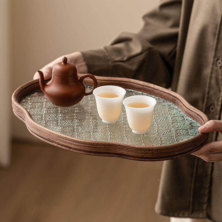 海棠花钢化用玻璃托盘古中式小复型茶点盘家盖碗壶承壶托收纳无品,基础建材,脚轮/万向轮,淘宝优惠券,粉丝福利购,淘宝优惠卷