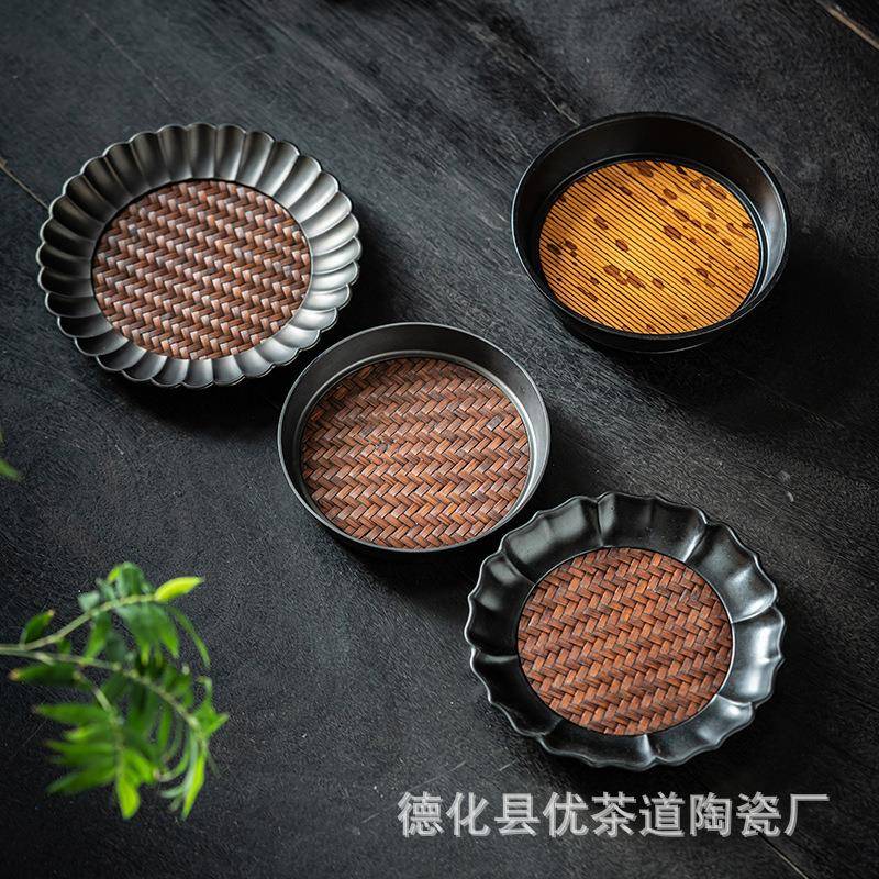 闽用政湘竹合DED金壶承垫家干泡台盖碗茶壶托杯盘功夫茶具妃养壶