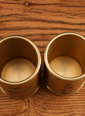 铜笔筒黄铜中式笔筒摆中件复古书国风禅117意创意房办室桌面摆公