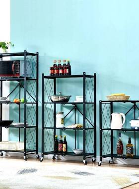 厨房多纳层落地储物架微波炉SGV烤箱收可移动装免安折架叠置物架