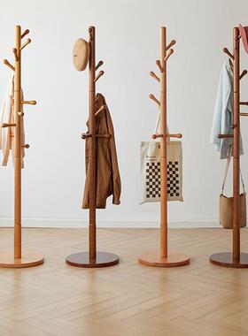 实木衣架落地卧室衣帽架房间榉木挂衣架客厅立式简易家用衣服架杆