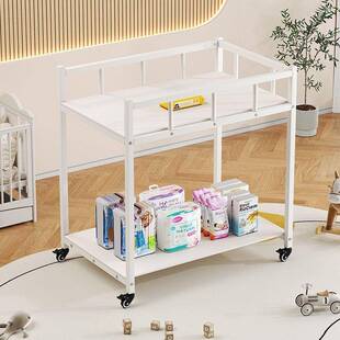 尿布婴儿护理置物架移动宝宝换尿布洗澡多功能铁艺尿布台可移动轮