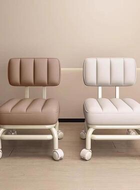 向轮小12985凳子用万客家厅凳换鞋可移动矮凳静音滑轮靠背子儿童