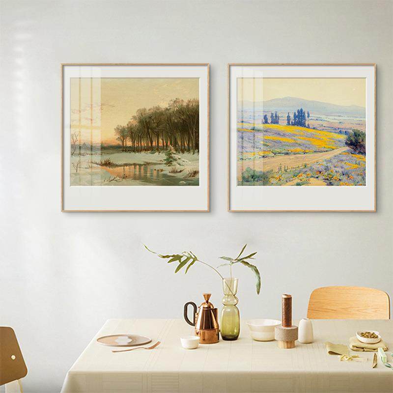 间落QB202211厅日北欧客林田厅装饰画小众复古沙发背景墙挂画美式