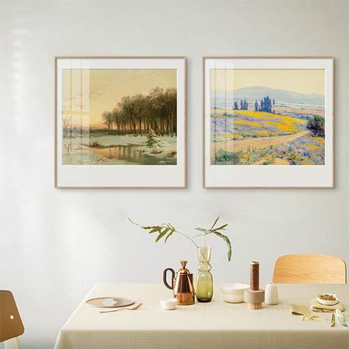 间落QB202211厅日北欧客林田厅装饰画小众复古沙发背景墙挂画美式