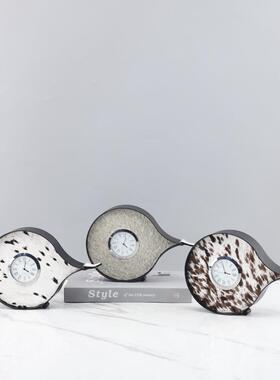 欧式奢高端金属马毛钟表艺术钟摆件轻2146玄关书房电居视柜家装饰