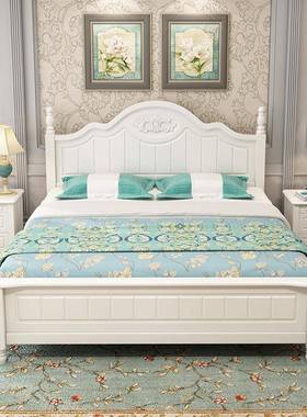 美式实木床1.米双主人卧床18.RLT5m公主床白色现代简室约韩式田园