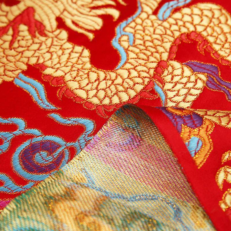 织锦缎料织金提花145三龙中龙国沙风三童装旗袍汉服面料发手布工