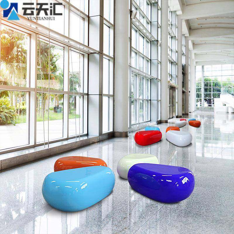 鹅卵石玻坐7璃钢座椅商场商业街美陈休儿闲椅校园童外凳户商用椅