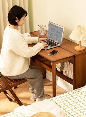 折叠书桌电脑边桌子桌NDH学生公家用小型台式卧室床办写字工作台