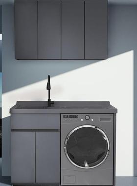 多层洗实木阳台洗衣机组合滚筒洗伴衣槽SZZ台盆柜带搓板一体衣机