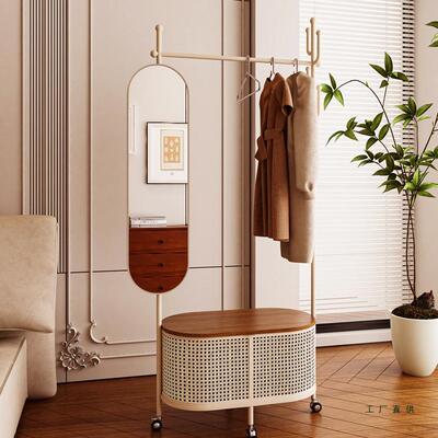 轻奢家用落地穿衣镜衣帽架带镜子一ZAP体卧室移动全镜试身衣衣镜