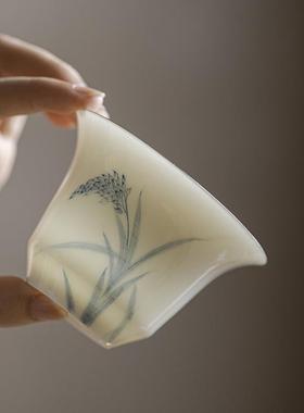 青己瓷手绘青花薄胎盖碗功夫茶具家泡茶碗平穗穗安陶用GBJ望舒盖