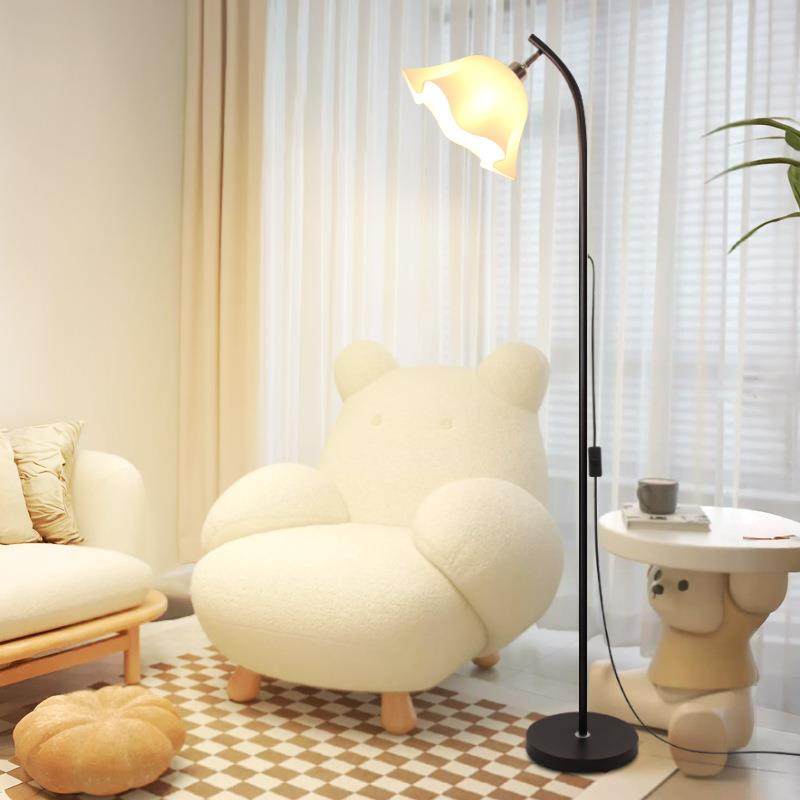 北欧奶油风花朵落地灯客厅沙发旁边卧室床头氛围灯书房立式落台灯