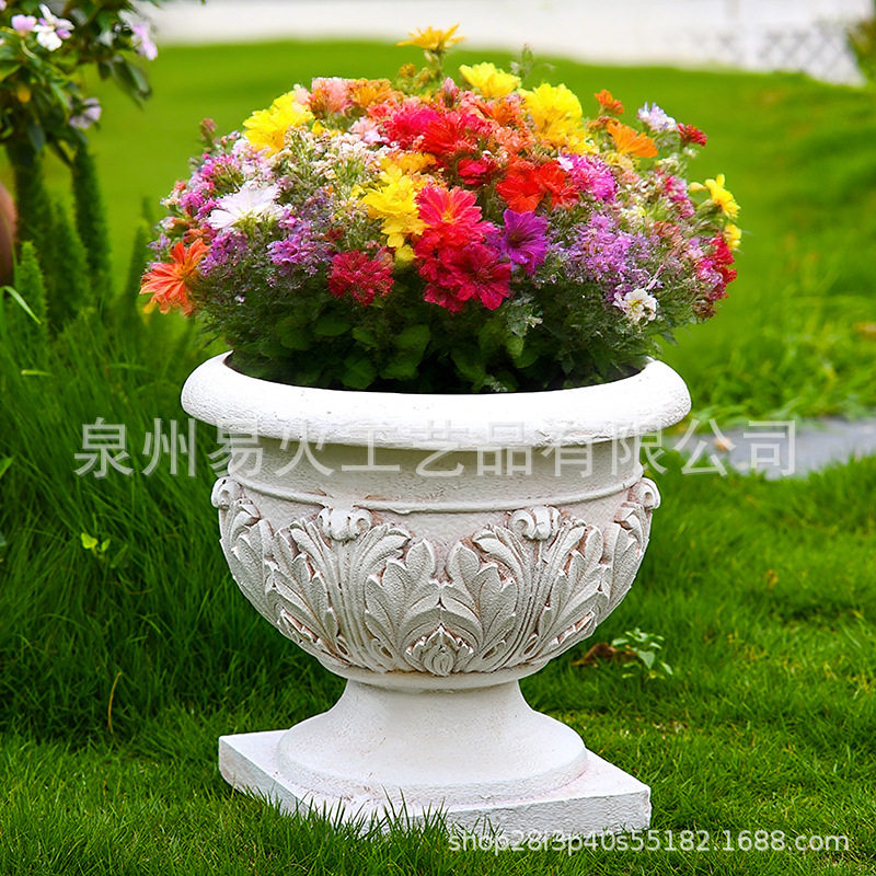 欧式罗马柱花盆摆件别墅花园庭院婚庆装饰阳台复古户外罗马柱花盆