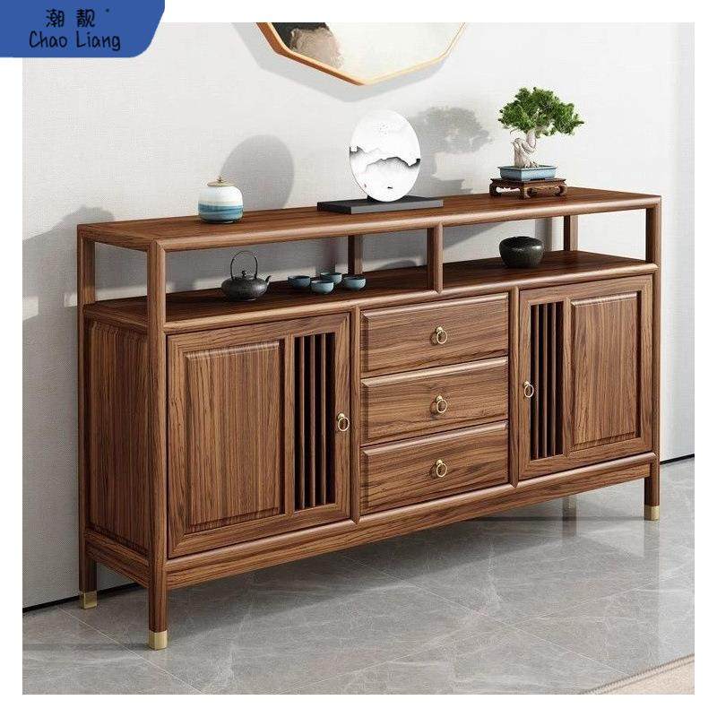新中式餐边柜玄关柜酒柜茶水柜客厅实木靠墙柜榆木储物黑胡桃木色,鲜花速递/花卉仿真/绿植园艺,割草机/草坪机,淘宝优惠券,粉丝福利购,淘宝优惠卷