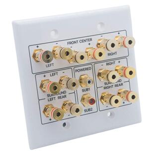 美式面板2GANG纯铜弹簧压线式7.2音箱面板