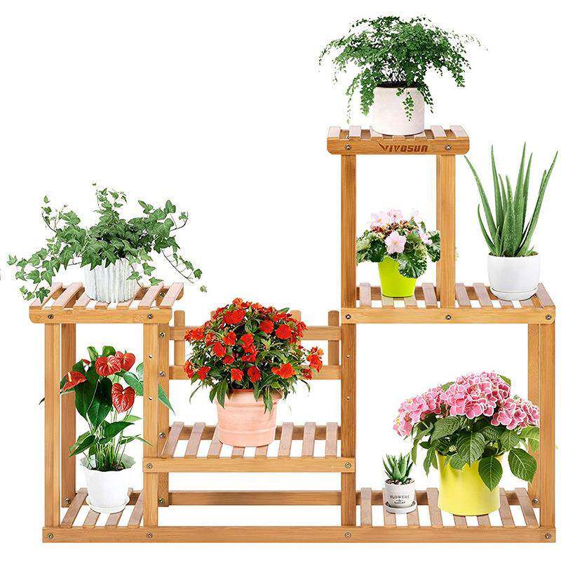 厨房收纳架精品竹制木头花盆收纳架盆栽绿植阳台花盆竹架环保花架