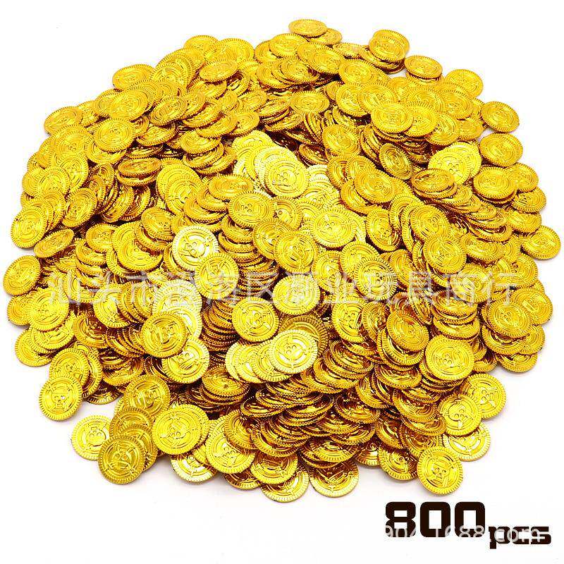 塑料金币道具面值金币海盗金币玩具游戏筹码币玩具金币直销
