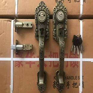 罗普斯金门老式铝合金对开艺术门锁众安替换两舌拇指按压大把锁芯