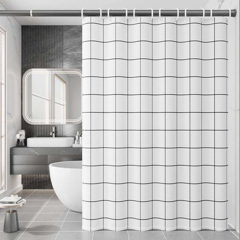 日式格子浴室防水浴帘布套装卫生间免打孔加厚防霉帘子淋浴,纺织面料/辅料/配套,纺织机械配件,淘宝优惠券,粉丝福利购,淘宝优惠卷