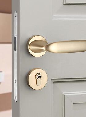 铜拉极丝门锁手内卧室房门锁具家用通用7258铜型木门把分体轻奢室