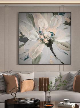 代轻奢客厅现书房EM-1800卧室玄关装饰画绿色抽方象花朵背墙景壁