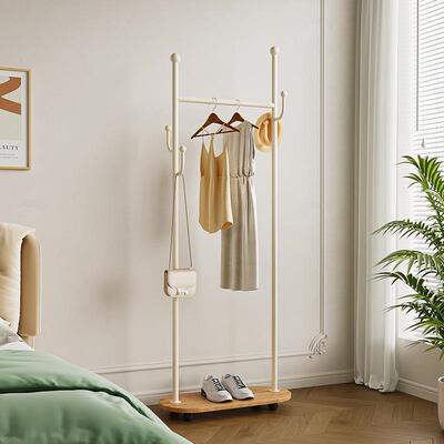 奶油风约简落地25277衣功帽架挂家用卧室衣架移动收纳衣服架多能