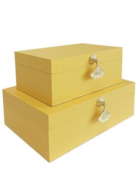 现代轻奢米饰白色银杏叶扣首盒PS130板酒间店装饰品卧室玄关样收