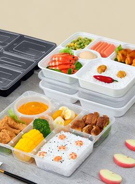 批次餐盒长方形格外卖打包盒一F967MJSS多格饭盒分格快餐性盒加厚