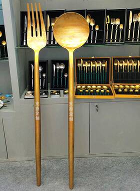 厂家定创款意加大款不锈钢04B20AA勺叉餐具摆件3钛金色可激光logo