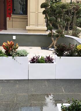BVQ玻璃钢种户外花箱阳台台花槽花园花池庭花院坛露植箱楼顶白色