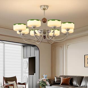 法中古风客厅灯碟玻式璃吊灯美式灯具复古餐厅胡桃级色高感飞大厅