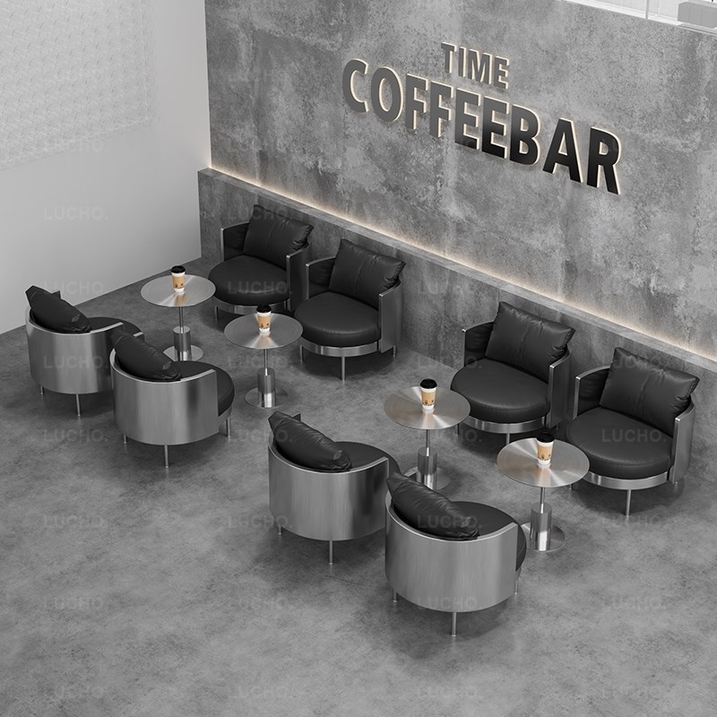 工业风咖啡厅桌椅酒吧清吧小酒馆商用不J锈钢沙发椅休闲甜品店桌