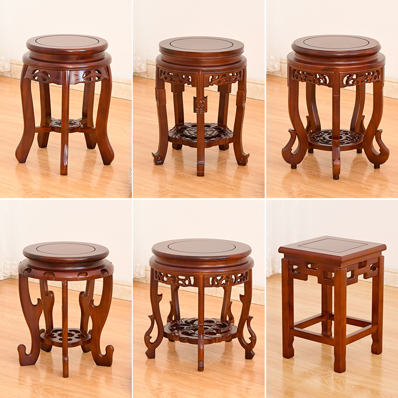 鼓凳实木古筝凳圆m凳子中式家用餐桌凳矮凳方凳古典锦瑟跳舞凳子
