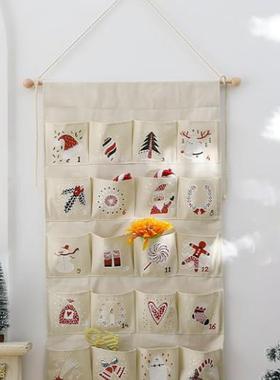 现圣货诞降临日历历24兜杂物整理袋悬挂袋挂XmasYY088Calen袋darB