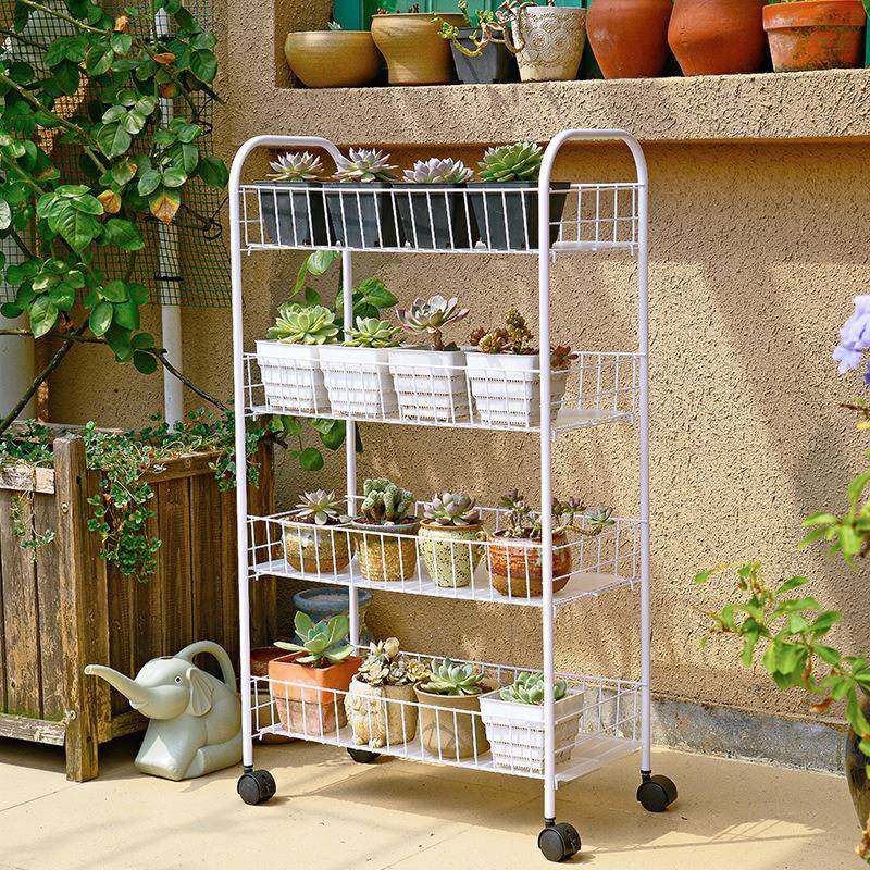 多肉多花架置架物阳台移动cj-50带可轮子客厅电视柜旁落地式铁艺