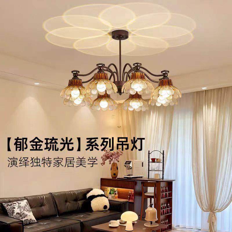 法式中古风厅吊拉灯美德胡桃木式复古餐厅吊客456灯大厅主灯卧室,家装灯饰光源,智能吊灯,淘宝优惠券,粉丝福利购,淘宝优惠卷