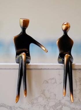 代约抽象现人物情侣雕塑桌边摆件楼处售客厅家RRW033简居电视柜玄