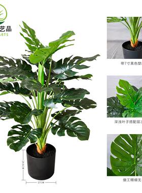 仿真胶背竹绿植客厅盆栽现货龟高端大假植物FH130盆栽蓬莱蕉塑龟