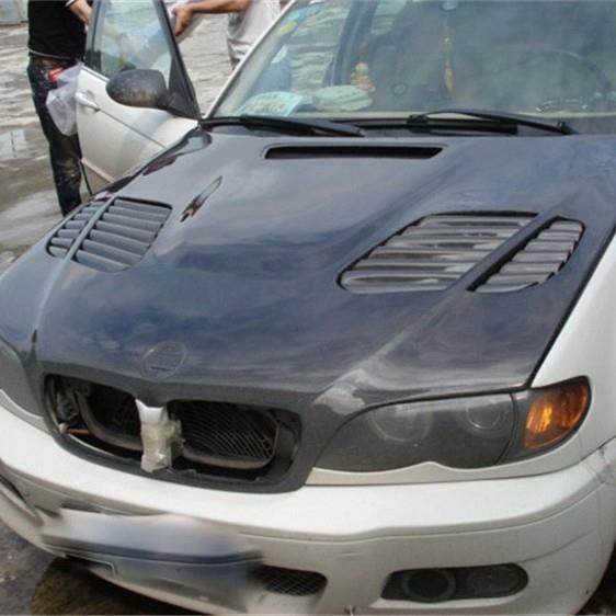 适用宝马BMW老3系E46改装M3碳纤维开孔机盖两门四门引擎盖尾箱盖