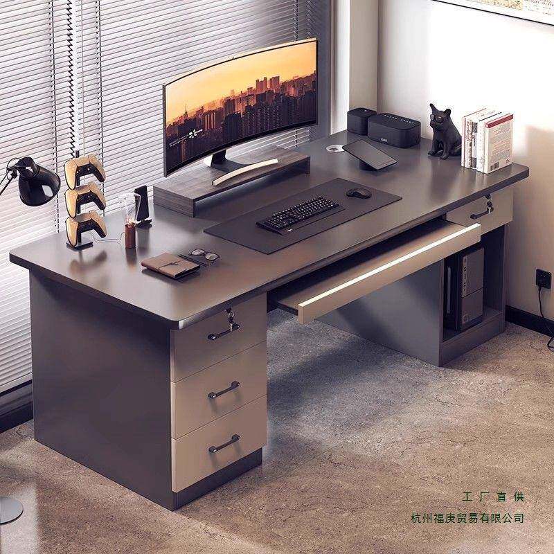 电脑桌台式带抽屉书桌家用工作台简约现代办公桌椅卧室学习写字桌