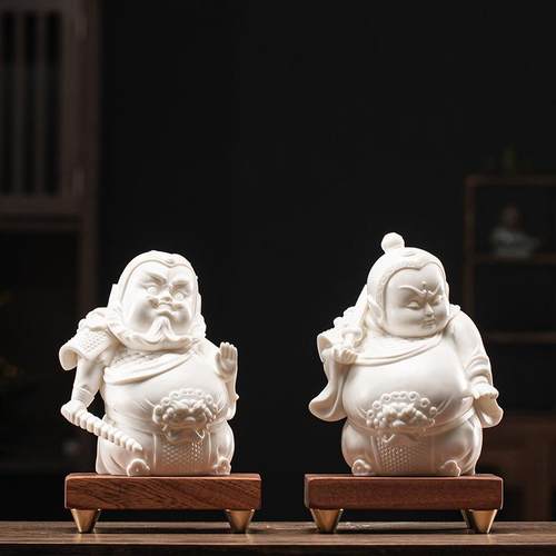 天降神兵哼哈二将门神陶瓷一对摆件人物客厅家居玄关