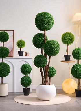 真球型ltao7992植物仿生绿植盆栽高端客奢厅仿落地米兰假轻树摆件